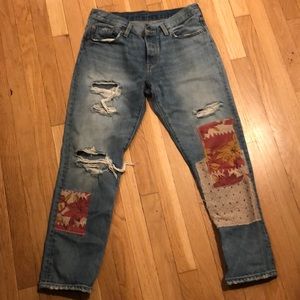 Levi patchwork boyfriend jeans